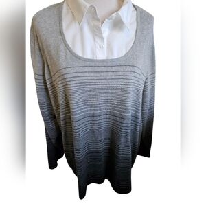 East 5th Women Gray and Black Striped Sweater Size 3 X